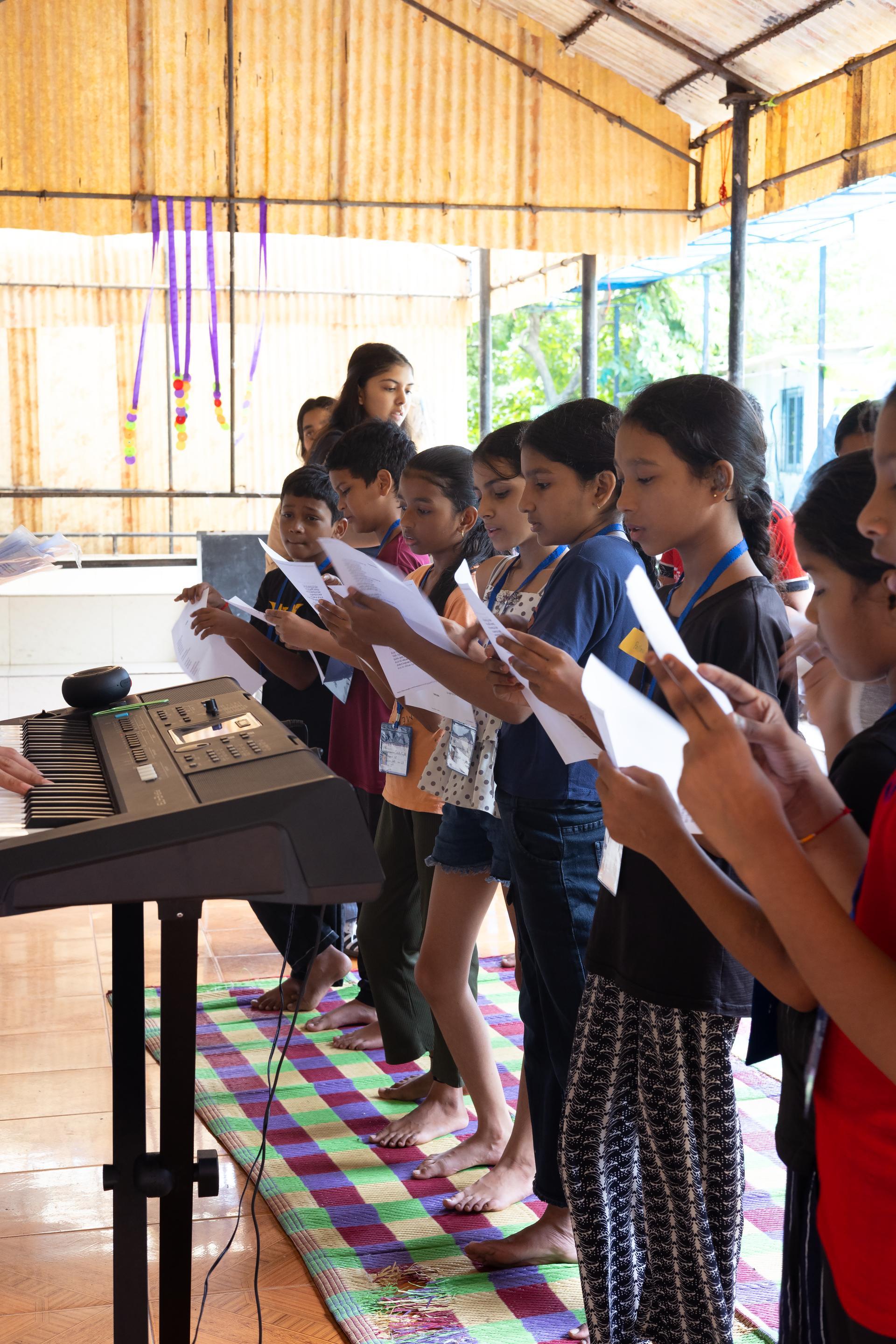 Children in choir practice